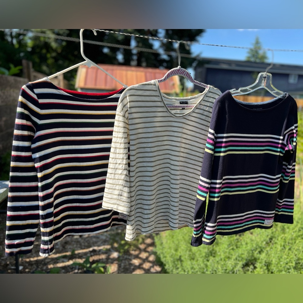 100% Cotton Striped Long Sleeve Tees, Talbots Small T-Shirts Lot of 3